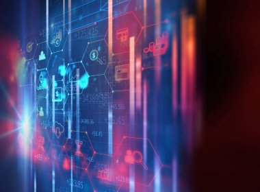 fintech kutsal kişilerin resmi üstünde soyut mali teknolojik altyapı .