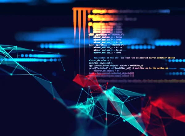 ソフトウェア開発のプログラミング コードの抽象的な技術の背景 — ストック写真