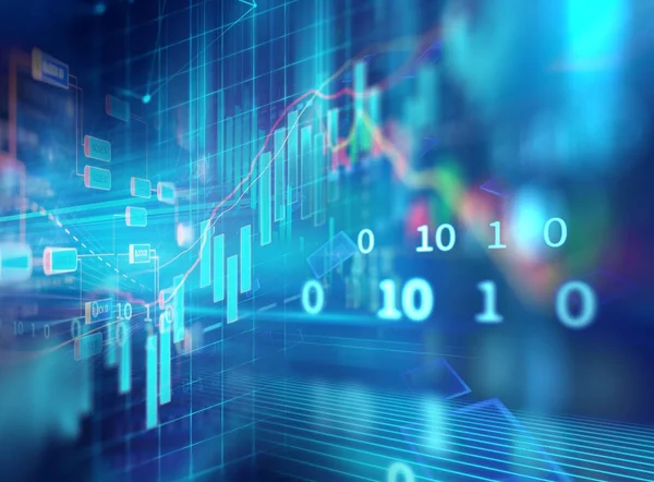 Gráfico financeiro técnico sobre tecnologia resumo fundo — Fotografia de Stock