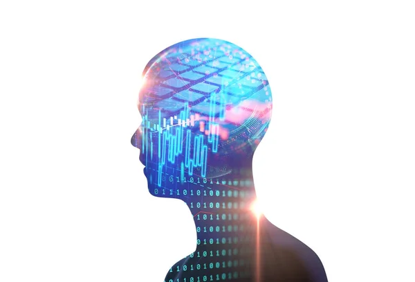 Double exposure image of virtual human 3dillustration — Stock Photo, Image