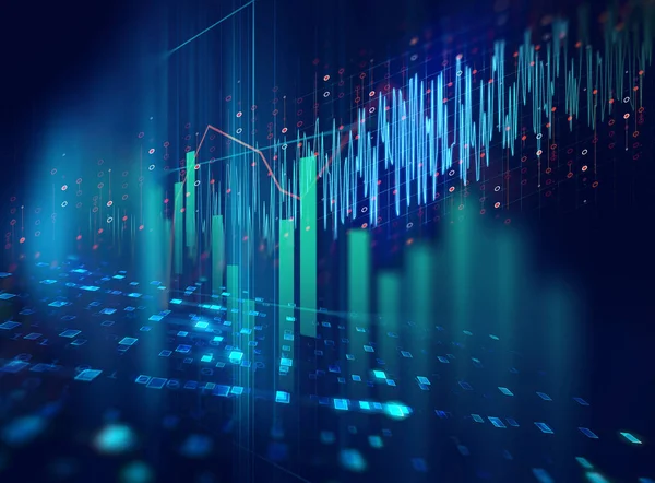 Gráfico financeiro técnico sobre tecnologia resumo fundo — Fotografia de Stock