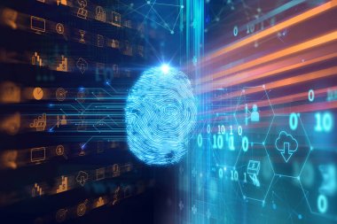 Parmak izi tarama mavi teknolojisi illüstrasyon