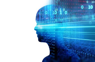 Çift pozlama görüntü mali grafik ve sanal insan 3dill