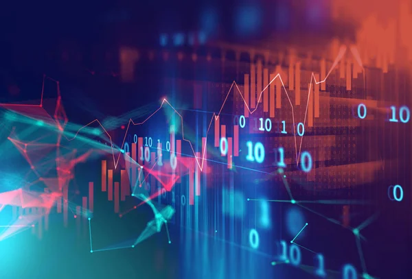 Gráfico financeiro técnico sobre tecnologia resumo fundo — Fotografia de Stock