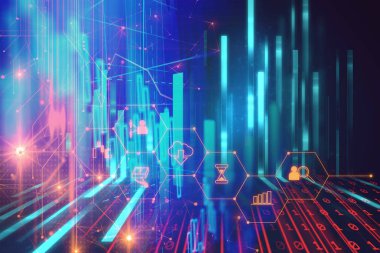 fintech kutsal kişilerin resmi üstünde soyut mali teknolojik altyapı .