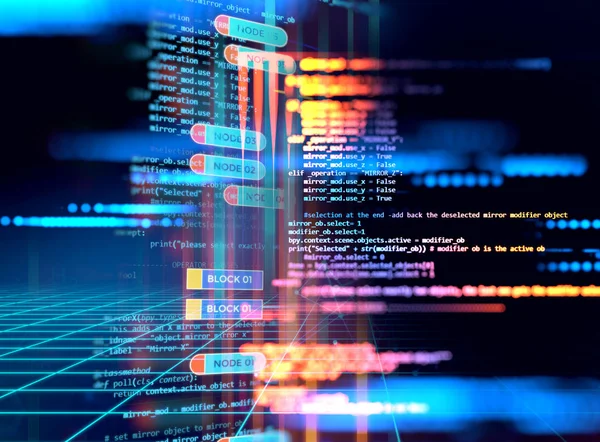Műsor-összeállítás kód absztrakt technológiai hátterét a DEVE szakbizottság szoftver — Stock Fotó