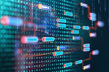 Dijital kod numarası soyut teknolojik altyapı