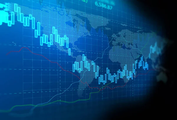 Aktiemarknaden diagram data skärmen på teknik bakgrund — Stockfoto