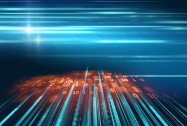 ışık ve çizgili teknolojik altyapı üzerinde hız çizgileri