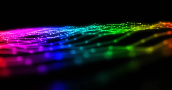 Renkli noktalar ve çizgiler bağlantısında soyut teknoloji backgr — Stok fotoğraf