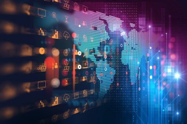 iş ve kutsal kişilerin resmi üstünde mavi teknoloji arka plan öğrenme