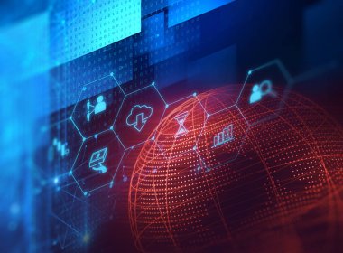fintech kutsal kişilerin resmi üstünde soyut mali teknolojik altyapı .