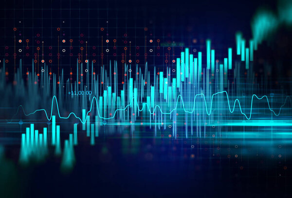 технический финансовый граф на техническом абстрактном фоне
