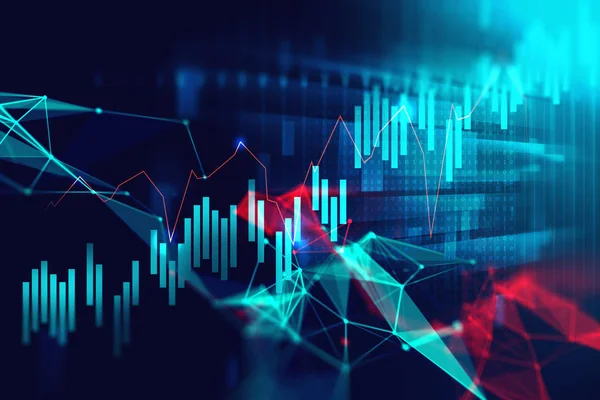 Gráfico financeiro técnico sobre tecnologia resumo fundo — Fotografia de Stock