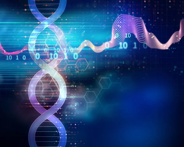 Molécules d'ADN sur fond de technologie abstraite — Photo