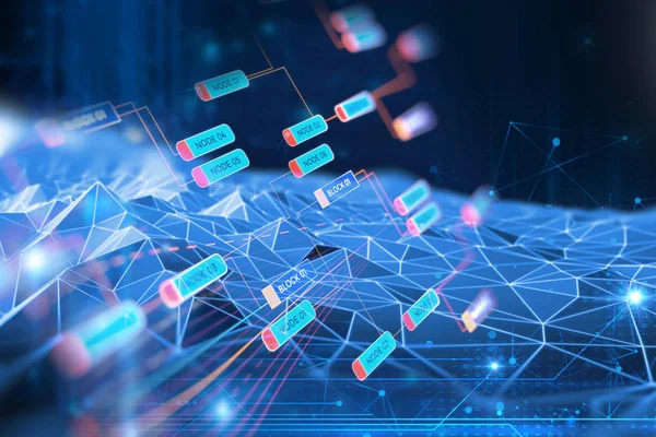 Blockchain-Netzwerk-Konzept auf technologischem Hintergrund — Stockfoto