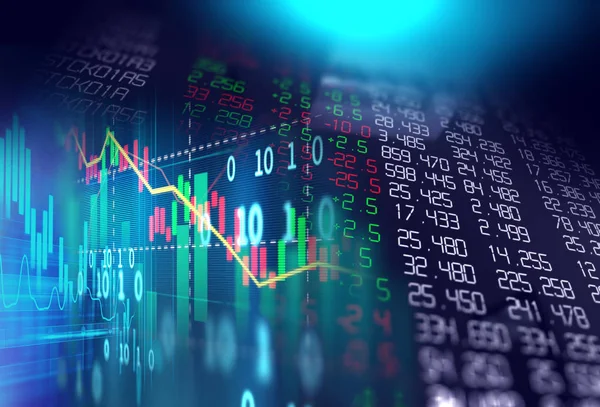 Pantalla de datos del gráfico del mercado de valores en fondo de tecnología —  Fotos de Stock