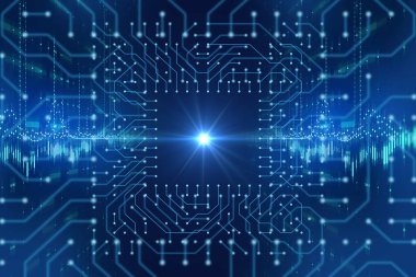 fütüristik mavi devre desen arka plan illüstrasyon