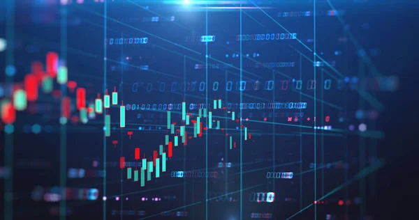 Tőzsdei diagram adatok képernyőn a technológiai háttér — Stock Fotó