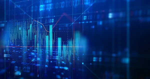 Aktiemarknaden diagram data skärmen på teknik bakgrund — Stockfoto