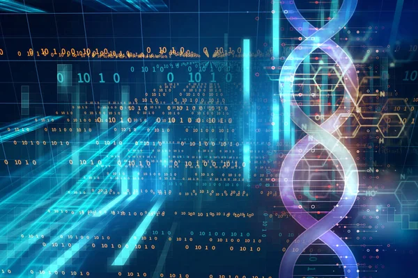 Molecole di DNA su sfondo di tecnologia astratta — Foto Stock