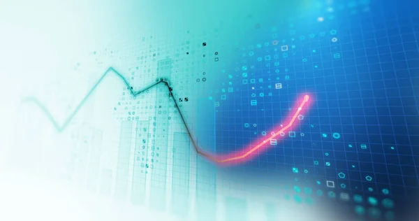 Tőzsdei diagram adatok képernyőn a technológiai háttér — Stock Fotó