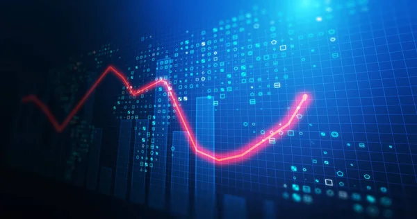 Aktiemarknaden diagram data skärmen på teknik bakgrund — Stockfoto