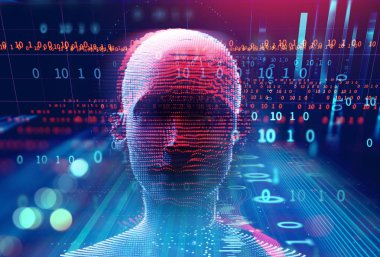 Dijital cyber hacker 3d illüstrasyon mavi