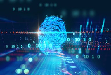 Parmak izi tarama mavi teknolojisi illüstrasyon