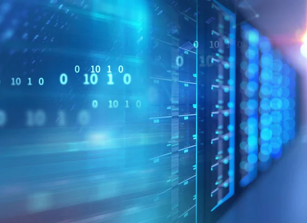 Corridor of  server room with server racks in data center — Stock Photo, Image