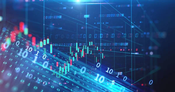 Aktiemarknaden diagram data skärmen på teknik bakgrund — Stockfoto