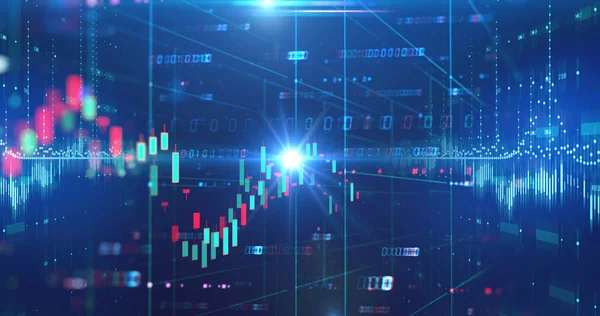 Börsendiagramm Daten Bildschirm auf Technologie Hintergrund — Stockfoto