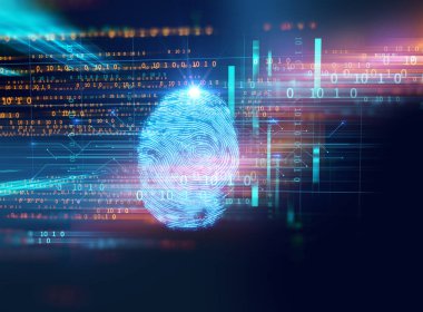 Parmak izi tarama mavi teknolojisi illüstrasyon