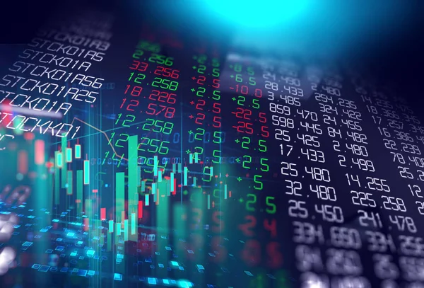 Экран графика фондового рынка на технологическом фоне — стоковое фото