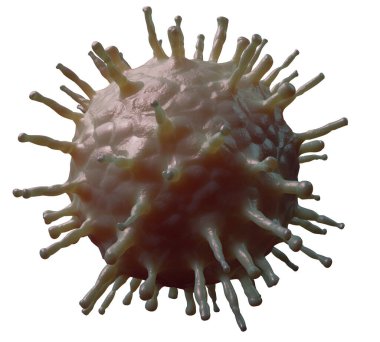 Beyaz arkaplandaki covid 19 virüsünün mikroskop görüntüsü.