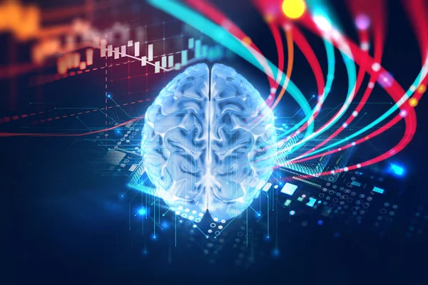 Візуалізація Людського Мозку Технологічному Фоні Представляє Штучний Інтелект Концепцію Кіберпростору — стокове фото
