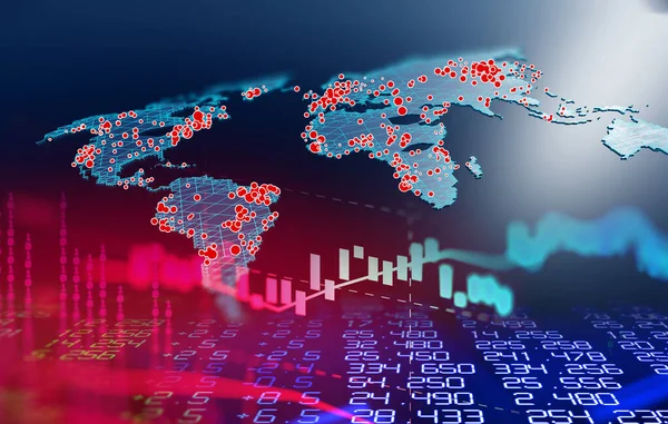 Infektionsområde Covid Virus Världskartan Begreppet Global Pandamisk Och Ekonomisk Kris — Stockfoto