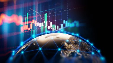 Finansal borsa grafik illüstrasyon, iş yatırım ve gelecekteki hisse senedi Alım Satım kavramı