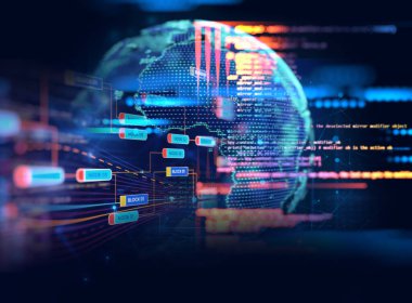 dünyada yüksek teknoloji fütüristik teknoloji arka plan, genel kavram-in 3D render