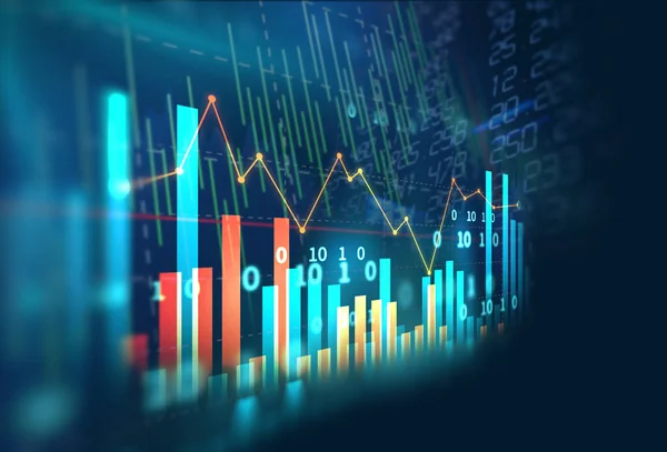Finansiella Aktiemarknaden Graf Illustration Begreppet Företagsinvesteringar Och Framtida Aktiehandel — Stockfoto