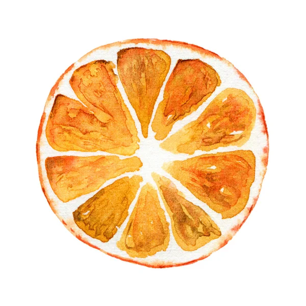 Tranche d'orange isolée sur fond blanc — Photo