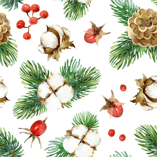 Christmas seamless watercolor pattern — Stock Photo, Image