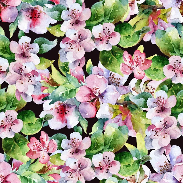 Motivo floreale senza cuciture con rami in fiore — Foto Stock