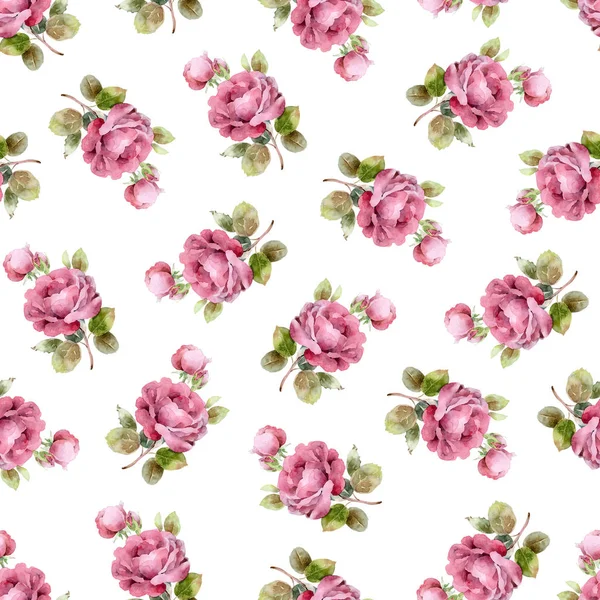 Nahtloses Blumenmuster mit Rosen — Stockfoto
