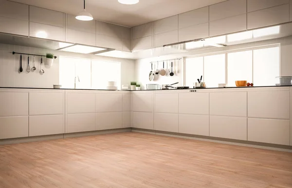 Mutfak iç ahşap zemin ile — Stok fotoğraf