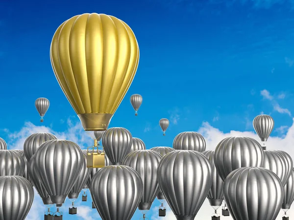 Arany hőlégballon vezetés fogalma — Stock Fotó