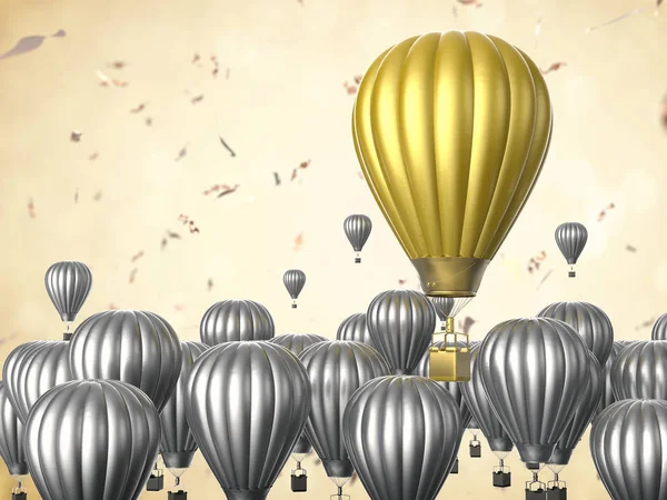 Leadership concept with golden hot air balloon — Stock Photo, Image