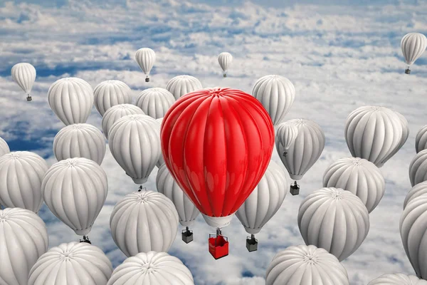 Koncepcja przywództwa z czerwonym balonem — Zdjęcie stockowe