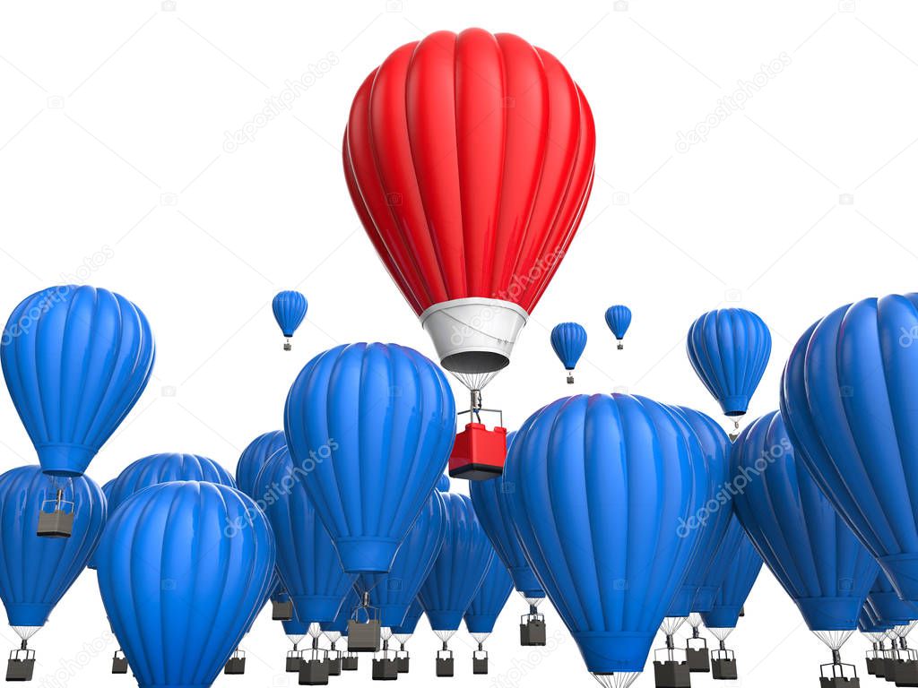 leadership concept with red hot air balloon