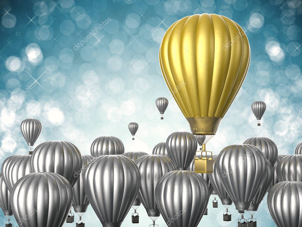 leadership concept with golden hot air balloon